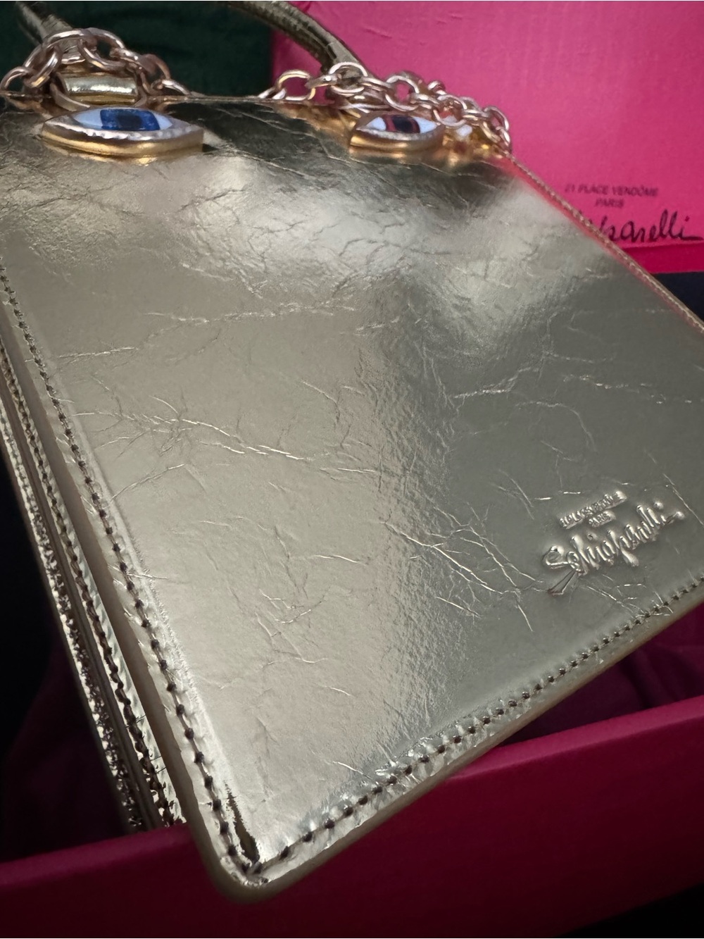 Schiaparelli Inspired Gold Face Anatomy Accent Structured bag - Picture 2 of 13